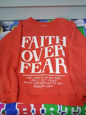 Faith Over Fear Red Graphic Sweatshirt